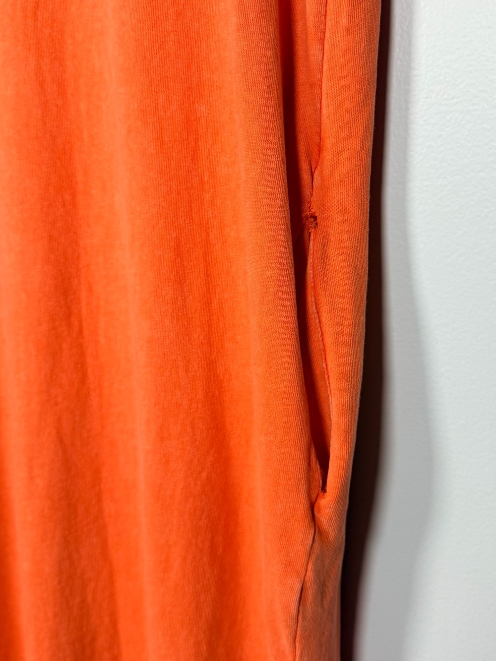 Double Zero Orange 100% Cotton Midi Side Slit T Shirt Dress Pockets Small - Picture 7 of 10